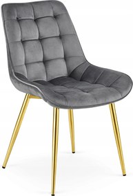 Scaun Bucatarie/Dining Joy Gri Inchis Catifea, Picioare Metalice, Finisaj Auriu