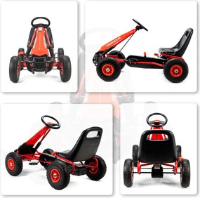 AIYAPLAY Gokart cu pedale pentru copii, scaun reglabil pe înălțime, roți EVA, frână, ambreiaj, 3-8 ani, Roșu | Aosom Romania