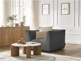 Fotoliu gri închis cu tapițerie din catifea reiată Giorgia – Bobochic Paris