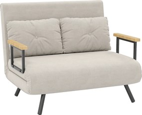 HOMCOM Canapea Pat de 2 Locuri cu Spătar Reglabil pe 5 Nivele și 2 Perne din Material Capitonat, 102x73x81 cm, Negru | Aosom Romania