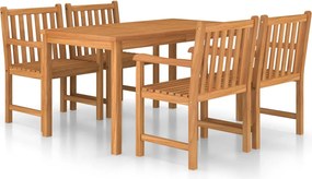 vidaXL Set de mobilier de grădină cu 5 piese, 140x80 cm, lemn masiv de tec