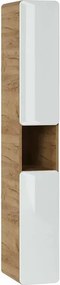 Dulap coloana suspendat 25 cm cu 2 sertare si 2 usi Comad Aruba alb lucios si stejar Craft