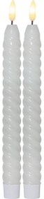Set de 2 lumânări cu LED din ceară albă Star Trading Flamme Swirl Antique, înălțime 25 cm