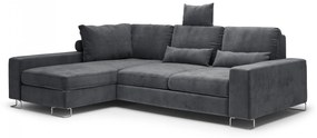 Coltar extensibil Opal, colt pe partea stanga cu tapiterie din catifea, gri inchis