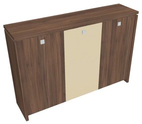 Dulap mediu pentru haine Verno 188 x 46 x 130 cm, uși combinate, nuc / vanilie