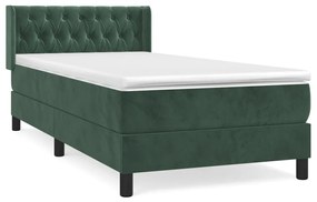 3131126 vidaXL Pat box spring cu saltea, verde închis, 100x200 cm, catifea