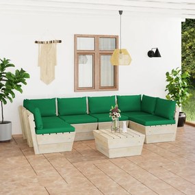 3063593 vidaXL Set mobilier grădină din paleți cu perne, 7 piese, lemn molid