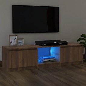 Comoda TV cu lumini LED, stejar maro, 140x40x35,5 cm