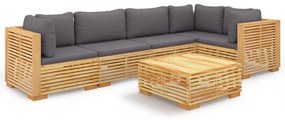 3100900 vidaXL Set mobilier grădină cu perne, 6 piese, lemn masiv de tec