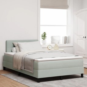 vidaXL Pat cu arcuri cu saltea și LED Gri Deschis 120x190 cm Catifea