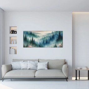 Tablou - Peisaj forestier cu ceață (120x50 cm)