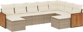 vidaXL Set canapele de grădină, 9 piese, cu perne, bej, poliratan