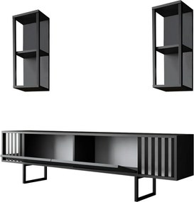 Măsuță TV cu rafturi Chrome Anthracite and Black