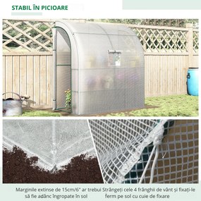 Outsunny 7' x 3' x 7' Outdoor Walk-In Greenhouse, Plant Nursery with Roll-up Windows, PE Cover, and 3 Wire Shelves, White | Aosom Romania