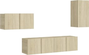 vidaXL Set de dulapuri TV, 4 piese, stejar sonoma, lemn prelucrat