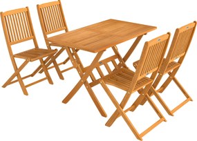 Outsunny Set mobilier de grădină FSC din lemn, set 5 piese pliabil, masă cu 4 scaune pliante, design cu lamele | Aosom Romania