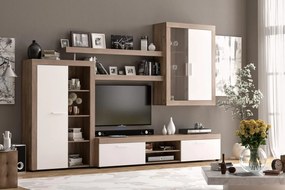 Living Verona, Masura 293 cm, Culoare Alb cu Stejar Inchis