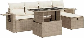 vidaXL Set canapele de grădină cu perne, 6 piese, bej, poliratan