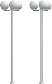 vidaXL Lămpi exterioare de podea 2 buc argintiu 215 cm oțel inoxidabil