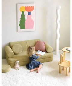 Pernă decorativă pentru copii roz cu tapițerie din țesătură bouclé Bear – Wigiwama