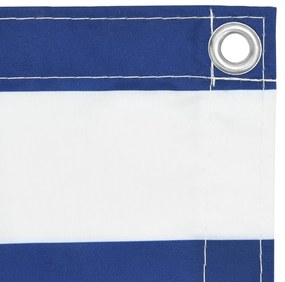 Paravan de balcon, alb si albastru, 90x500 cm, tesatura oxford Alb si albastru, 90 x 500 cm