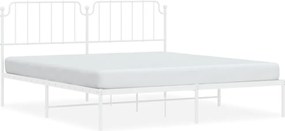 vidaXL Cadru de pat metalic cu tăblie, alb, 160x200 cm