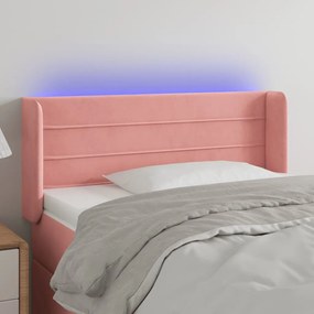 3123411 vidaXL Tăblie de pat cu LED, roz, 83x16x78/88 cm, catifea