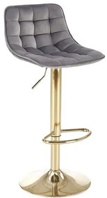 Scaun de bar H120 velvet gri/gold