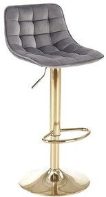 Scaun de bar H120 velvet gri/gold