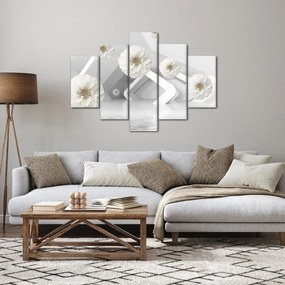 Tablou abstract cu flori albe (150x105 cm)