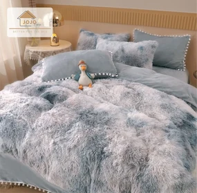 Lenjerie pat super pufoasa COCOLINO Fluffy 6 Piese - Gri Multicolor