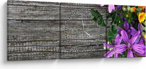 Tablou - flori de câmp (cu ceas) (90x30 cm)