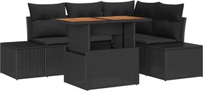 vidaXL Set de canapele pentru grădină 5 pcs Negru Rattan poli