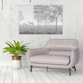 Tablou - Pajiște cu cerbi (90x60 cm)