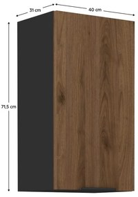 Dulap superior de bucătărie Monzesa 40 G 72 1F (nuc okapi + negru) . 1096964