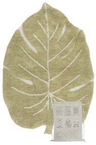 Covor pentru copii kaki lavabil/țesut manual din bumbac 75x100 cm Mini Monstera Olive – Lorena Canals