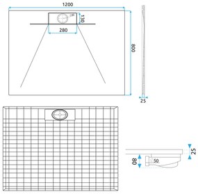 Cadita de dus Bazalt Long White 80x120