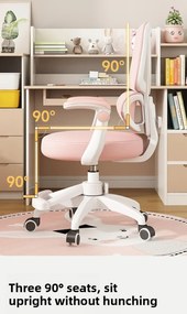 RESIGILAT- ErgoKids Flexi 608 – Scaun Ergonomic pentru Copii Reglabil, Spatar Dublu cu Suport Lombar, Cotiere Rabatabile, Suport pentru Picioare, Alb/Gri