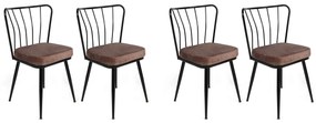 Set 4 scaune haaus Yıldız, Maro deschis/Negru, textil, picioare metalice