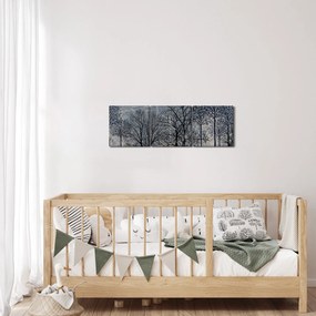 Tablou - Siluetă copac și frunze (cu ceas) (90x30 cm)