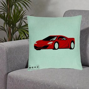 Perna Personalizata Masina Sport Rosie Grafic, 40x40 cm, Verde Menta, Husa Detasabila, Perna Inclusa, BEKZ®
