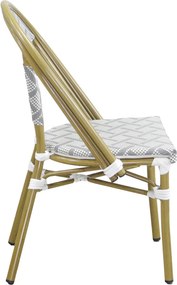 Scaun Lauria, aluminiu/textil, alb, gri, cadru cu efect de bambus