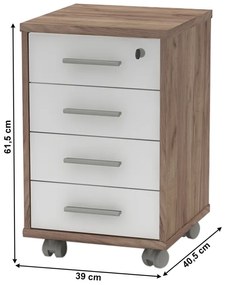 Dulăpior cu încuietoare, kraft dunkel/alb, JOHAN 2 NEW 12