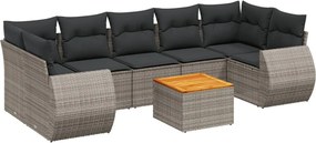 vidaXL Set canapele de grădină cu perne, 8 piese, gri, poliratan