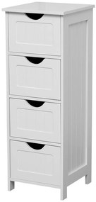 RESIGILAT- Dulap de depozitare pentru baie, cu 4 sertare, multifuncțional, 30x30x82 cm, Alb