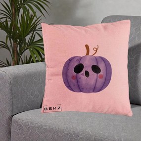 Perna Decorativa Dovleac Halloween Mov Kawaii, 40x40 cm, Roz, Husa Detasabila, Perna Inclusa, BEKZ®