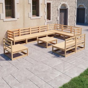 Set mobilier de gradina, 11 piese, lemn masiv de pin Maro, 1, nu