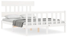 3193332 vidaXL Cadru de pat cu tăblie, alb, 120x200 cm, lemn masiv
