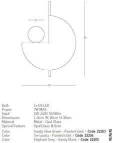 Aplica de perete design decorativ Kely terracotta