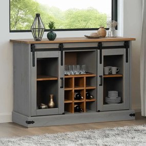 vidaXL Bufetă HALDEN 2 uși glisante gri 112x40x80 cm lemn masiv